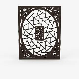 方形镂空复古日式屏风免抠