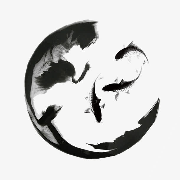 古风水墨圆圈免抠