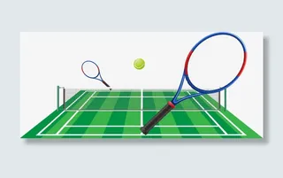 矢量图无人网球场免抠