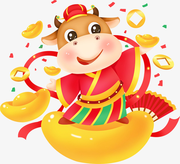牛年元素手绘牛免抠