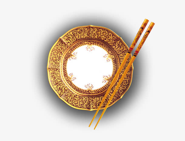 金色中国风餐具免抠