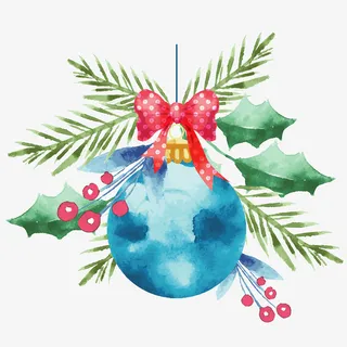 圣诞水彩装饰球免抠素材免抠