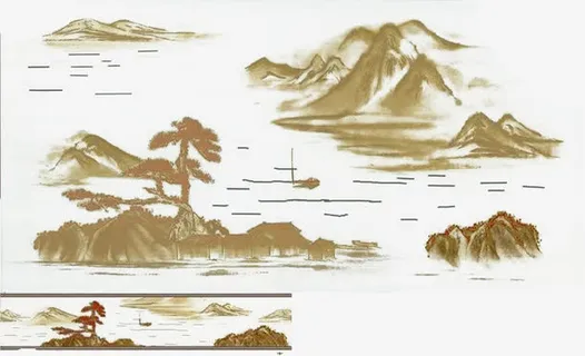 远处美丽的山水画免抠 远处美丽的山水画免抠