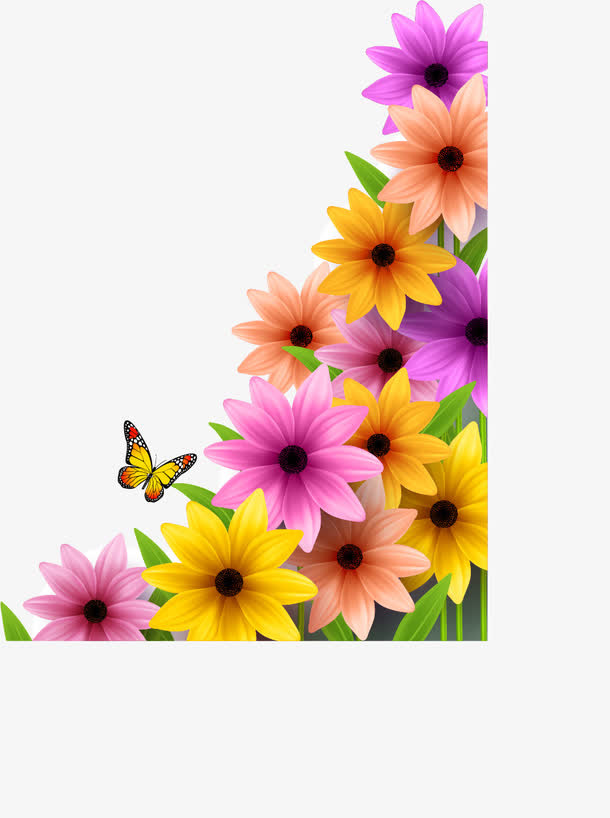 鲜花边框矢量素材免抠