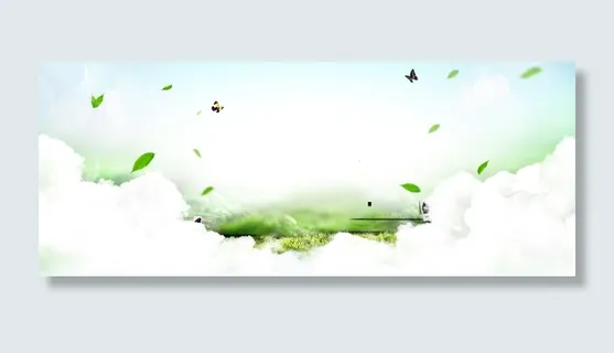 春天文艺白色banner背景高清
