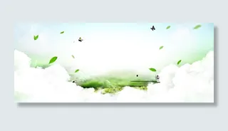 春天文艺白色banner背景高清