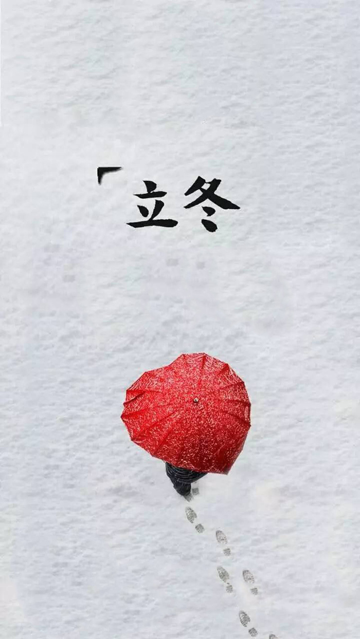 立冬雪地雨伞风景高清