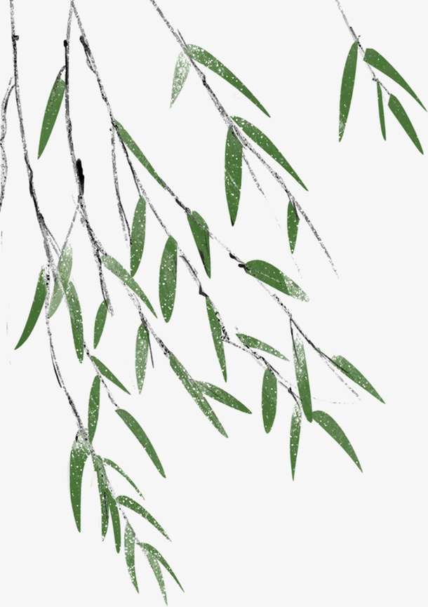 清明节风中的柳叶免抠