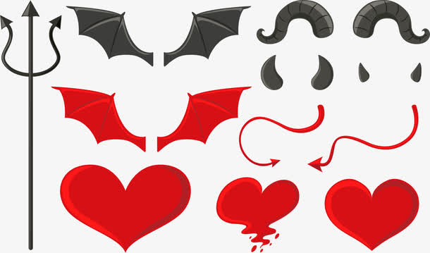 矢量手绘恶魔翅膀免抠