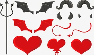 矢量手绘恶魔翅膀免抠