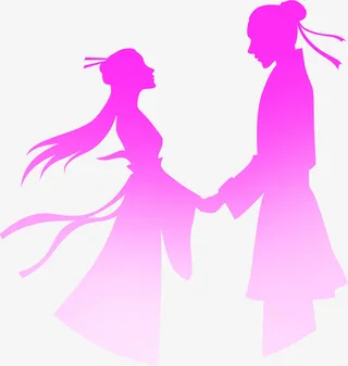 七夕粉色牛郎织女浪漫背景