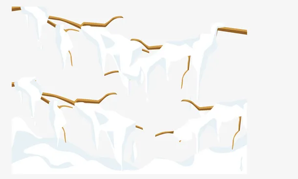 雪白压树枝免抠
