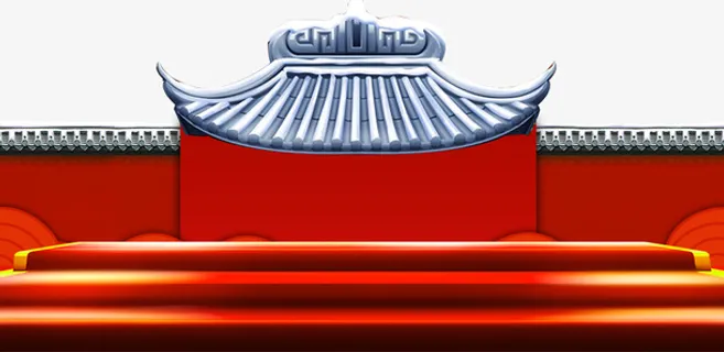 新年红色宫殿墙壁免抠