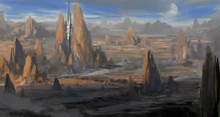 手绘山石风景插画免抠