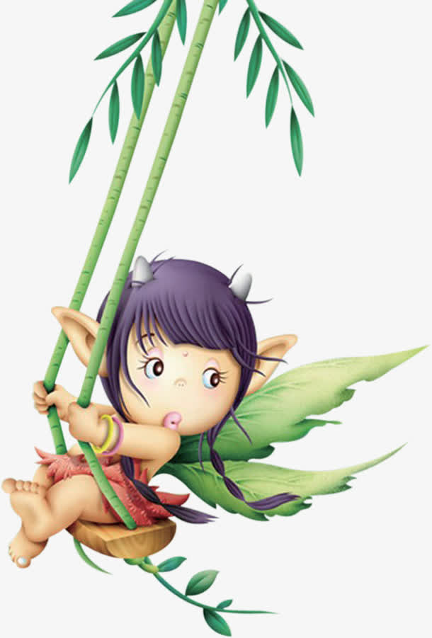 春季卡通人物竹子免抠