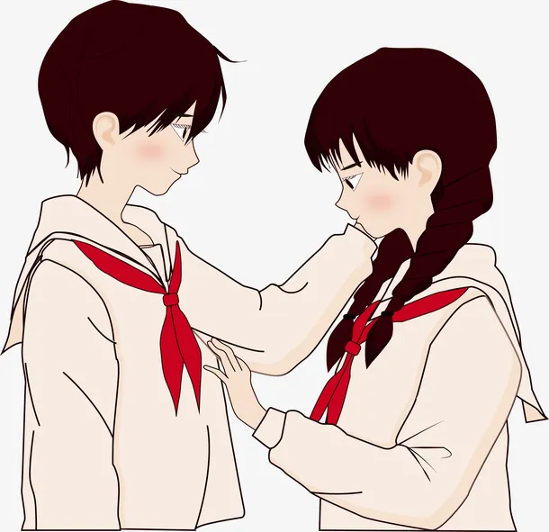 卡通漫画风人物插图学生情侣免抠