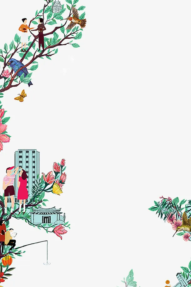 卡通手绘春天花朵盛开免抠免抠