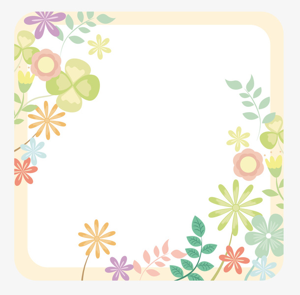 春暖花开花朵装饰边框免抠