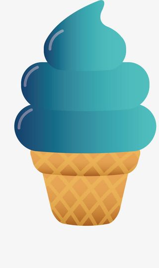渐变蓝色冰激凌免抠
