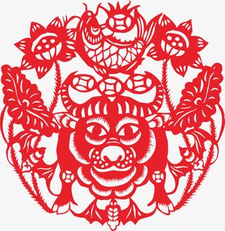 牛年剪纸素材免抠