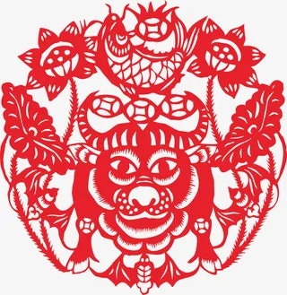 牛年剪纸素材免抠