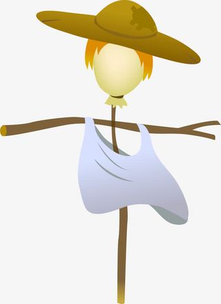 矢量手绘稻草人免抠