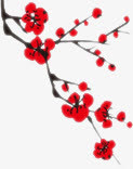 红色卡通手绘梅花免抠