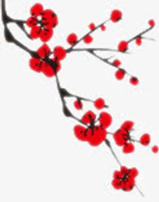 红色卡通手绘梅花免抠