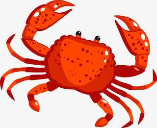手绘卡通红色螃蟹免抠