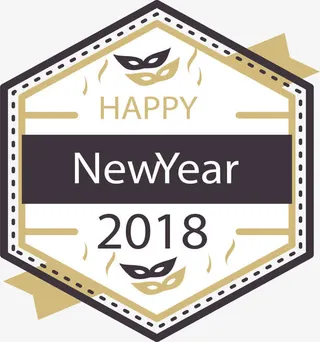 六边形新年标签免抠