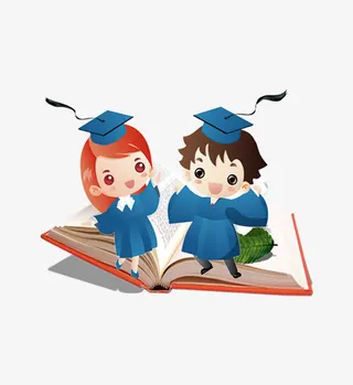 卡通风格小博士坐在书上免抠