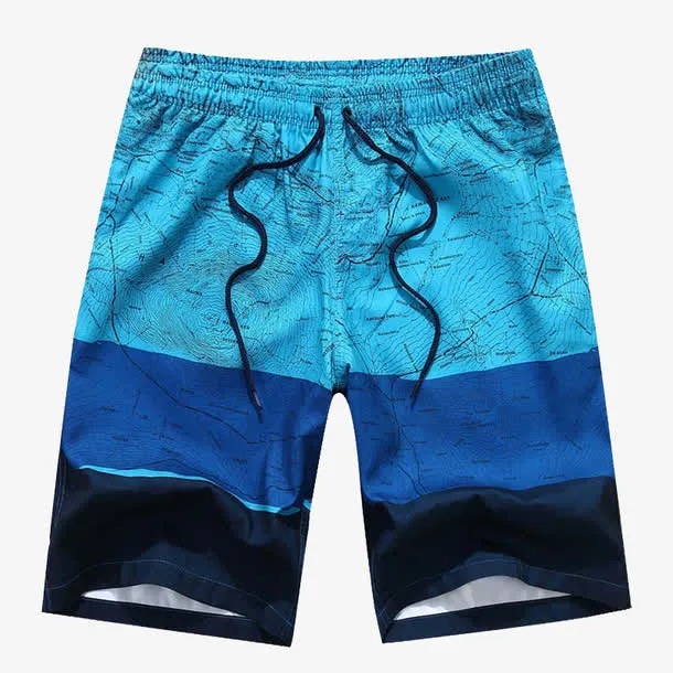 蓝色涤纶速干男士大裤衩免抠
