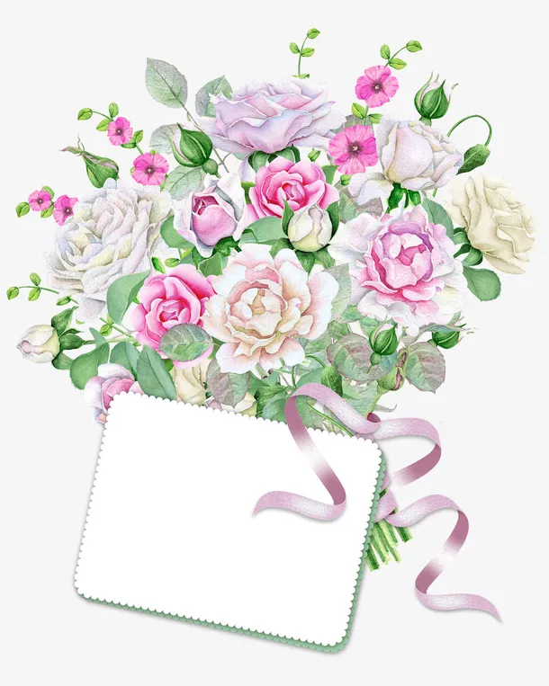 彩色手绘的花朵装饰免抠
