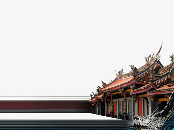 中国风古代房屋边角免抠