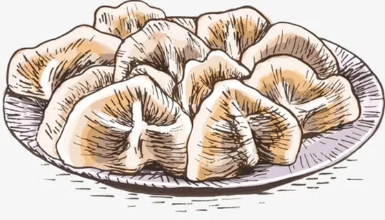 手绘美食中国菜水饺免抠