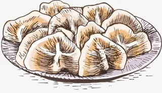 手绘美食中国菜水饺免抠