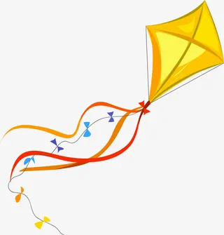 黄色卡通风筝免抠