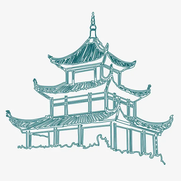 手绘名胜古迹免抠