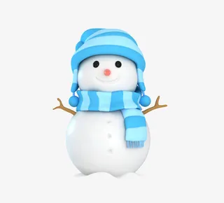 卡通戴帽子围巾雪人免抠