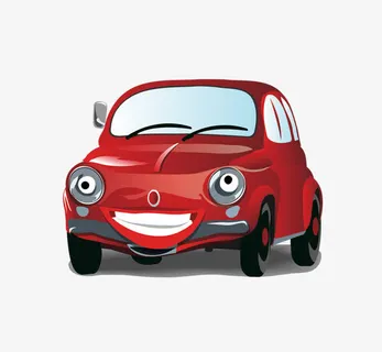 红色卡通车免抠