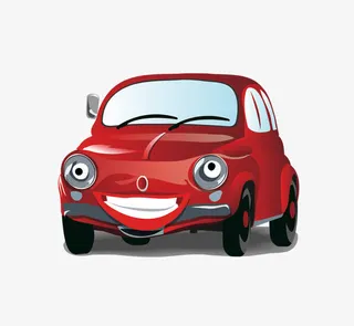 红色卡通车免抠