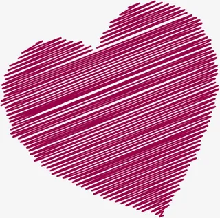 深红色铅笔画爱心七夕免抠