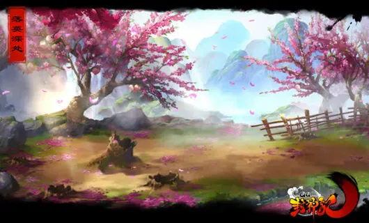 游戏场景桃花源高清彩绘光效免抠