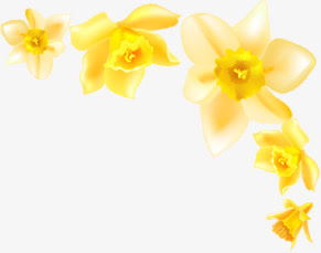 精美手绘黄色花纹边框装饰免抠