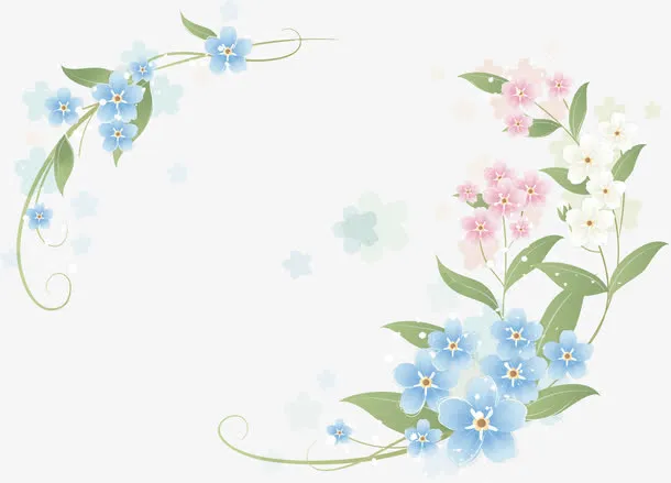 手绘鲜花边框免抠
