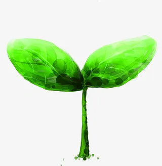 春季绿色水墨嫩芽免抠