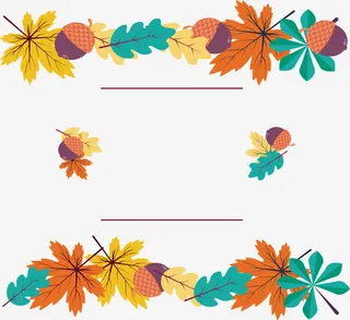 五彩的秋日落叶免抠