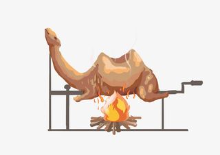 卡通中东美食烤骆驼免抠