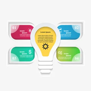 扁平化灯泡剪影ppt元素免抠