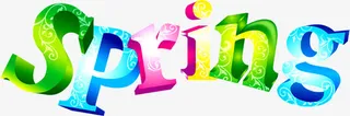 卡通彩色春天字母创意免抠